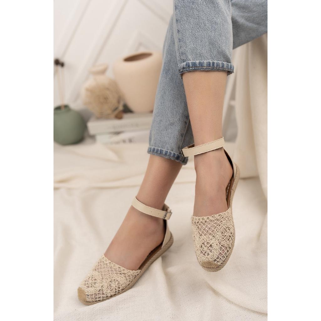 Beige Woman Lace Sandals Bg1058-123-0001