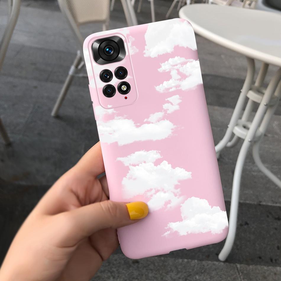 

For Xiaomi Redmi Note 11 Case Stylish Girl Flower Silicone Soft Cover For Redmi Note 11 Global Note11 (Snapdragon 680 4G) Bumper Redmi Note 11 темно-синий
