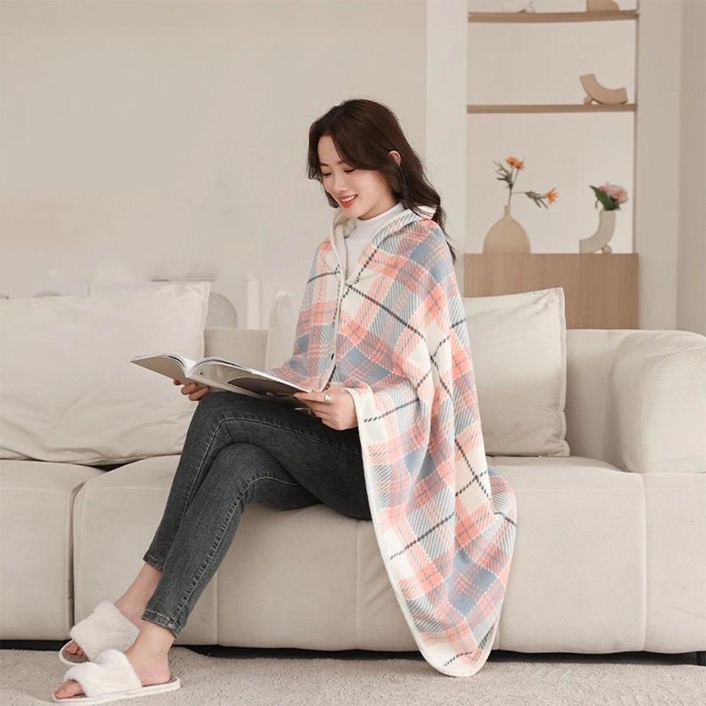 Soft Blanket Wearable Shawl Throw Wrap Doublelayer Plaid Shawl Winter Lady Multifunction Scarf Tartan Warm Blankets for Winter