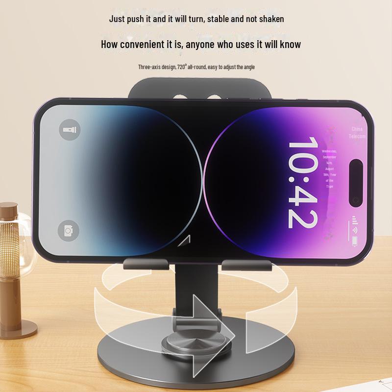 All-Metal Rotatable Tablet & Phone Stand with Foldable, Hollow Heat Dissipation Design