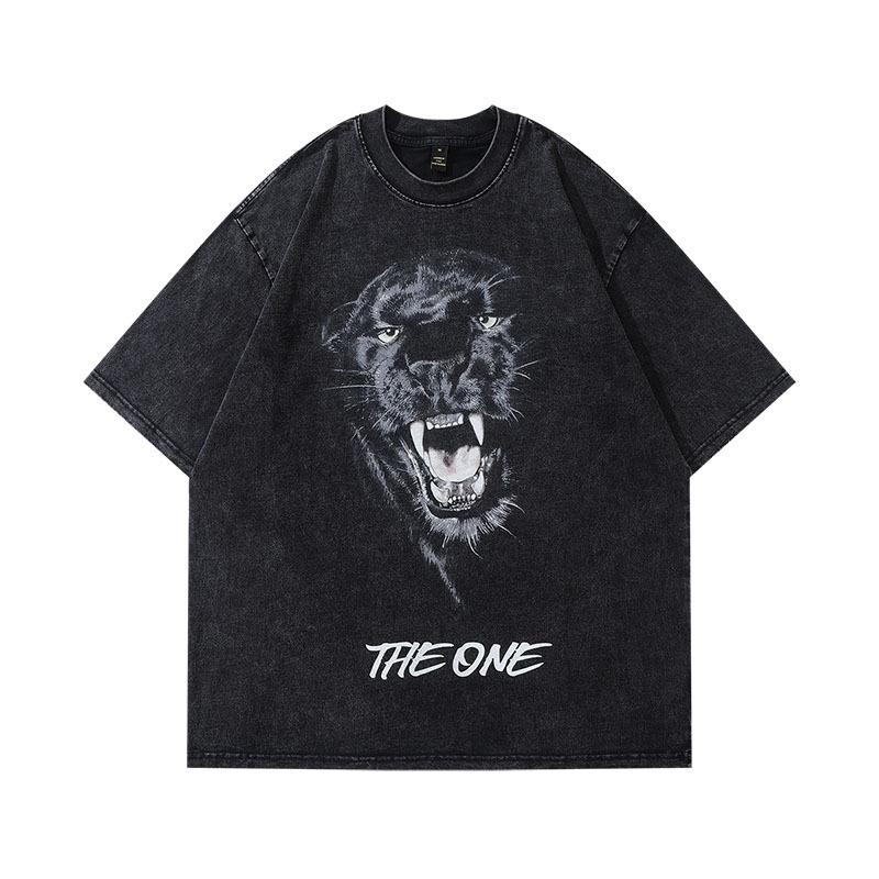 Fashion Cotton Animal Printed Crew Neck Oversize Unisex T-shirts Casual Short Sleeves Tops