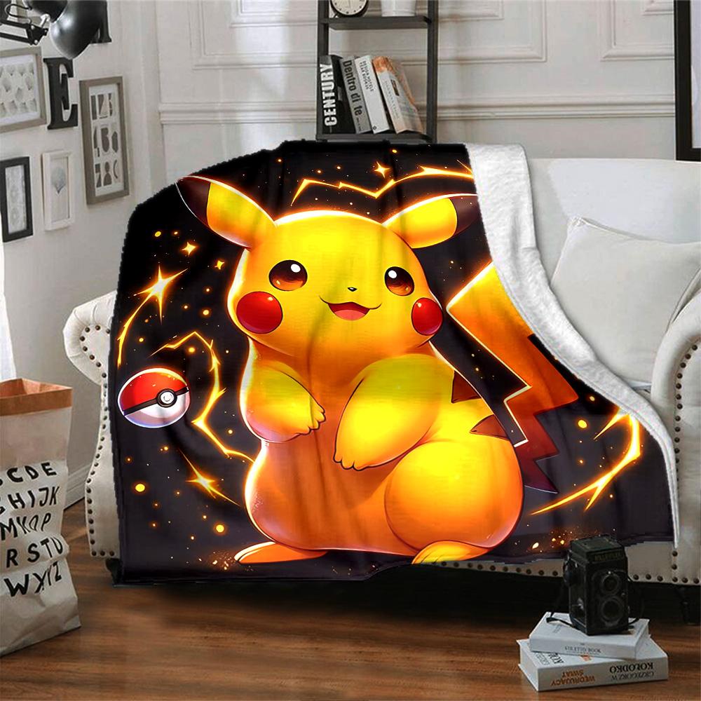 1pc Pokmon Adventure Begins Flannel Blanket,Ultra Soft Warm Plush Throw for Home Bedroom Bed Sofa Cover Camping Picnic gift Y72428