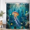 Sea Animals Shower Curtain 3D Dolphin Turtle Octopus Jellyfish Undersea World Bathroom Decoration Kids Polyester Bathtub Curtain