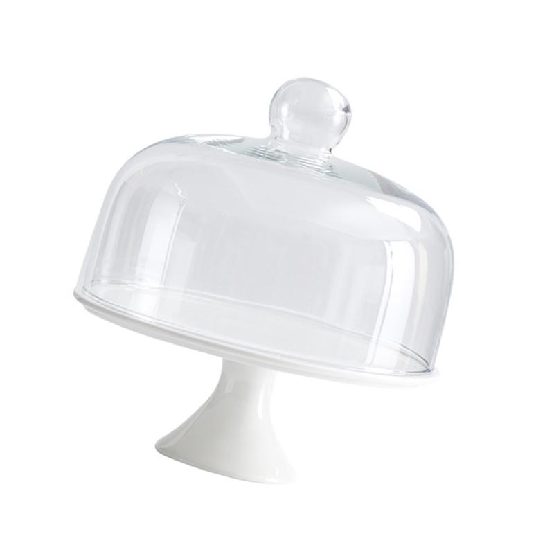 Lebensmittelechte Nordische Stile Dessertteller mit erhöhtem Fuß Keramikglas Kuchen Präsentierteller Küchenutensil