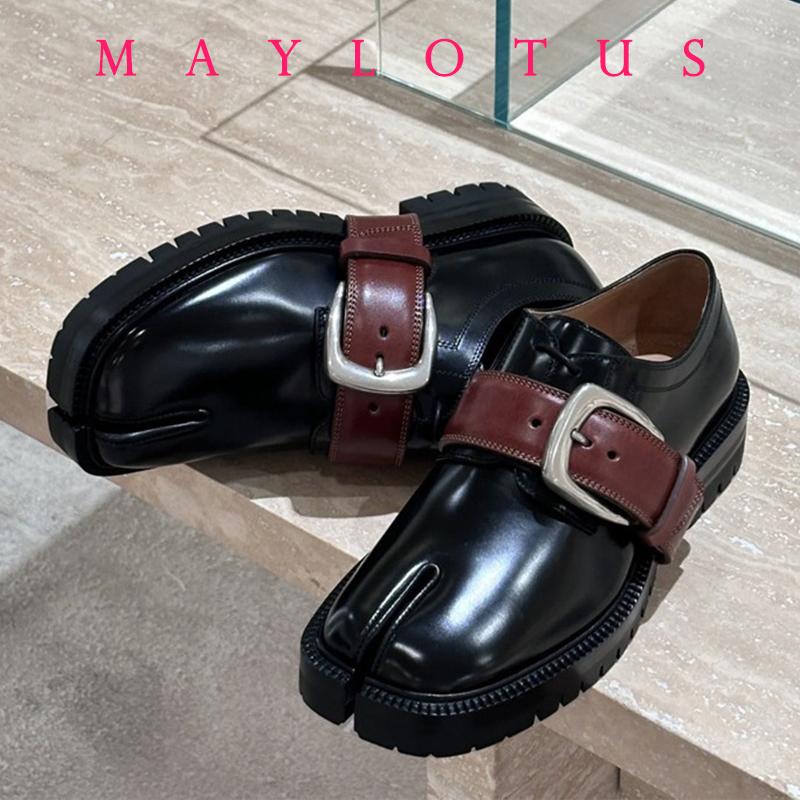 Potcoavă cu vârf despicat pentru bărbați, pantofi cu șireturi și talpă groasă, pantofi Tabi din piele lăcuită, versiune coreeană, pantofi casual din piele, la modă
