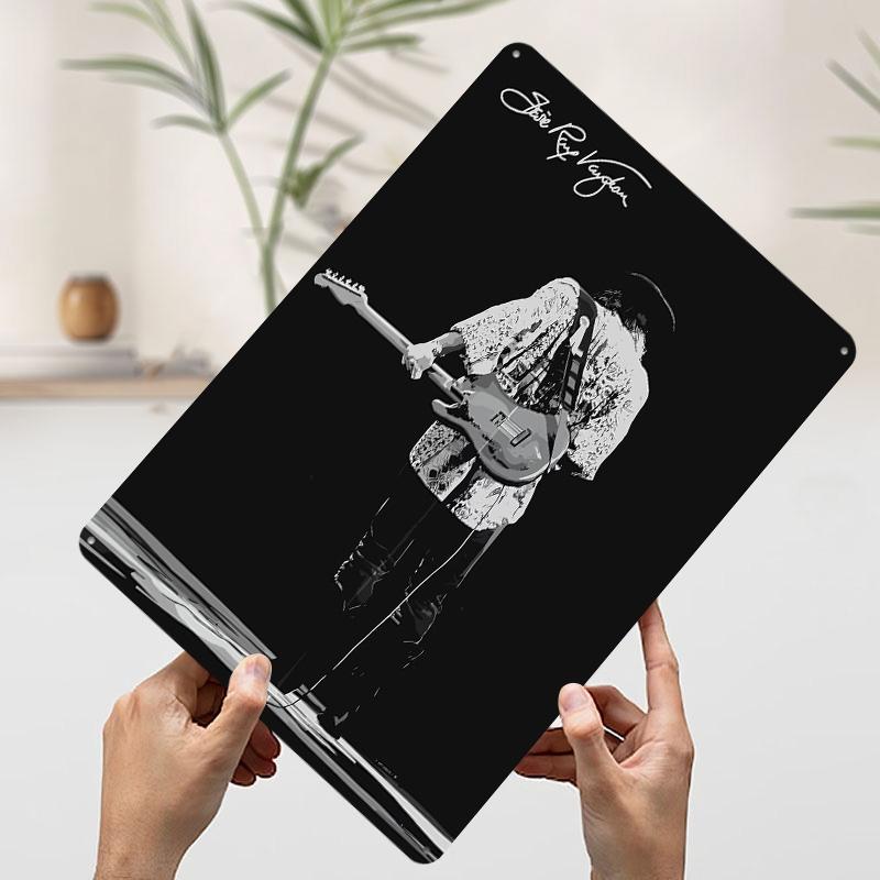 

Stevie Ray Vaughan Black and White Poster Customized Wall Art Vintage Metal Signs Retro Tin Plaque for Man Cave Coffee Bar Decor 7.9x11.8In(20x30cm)