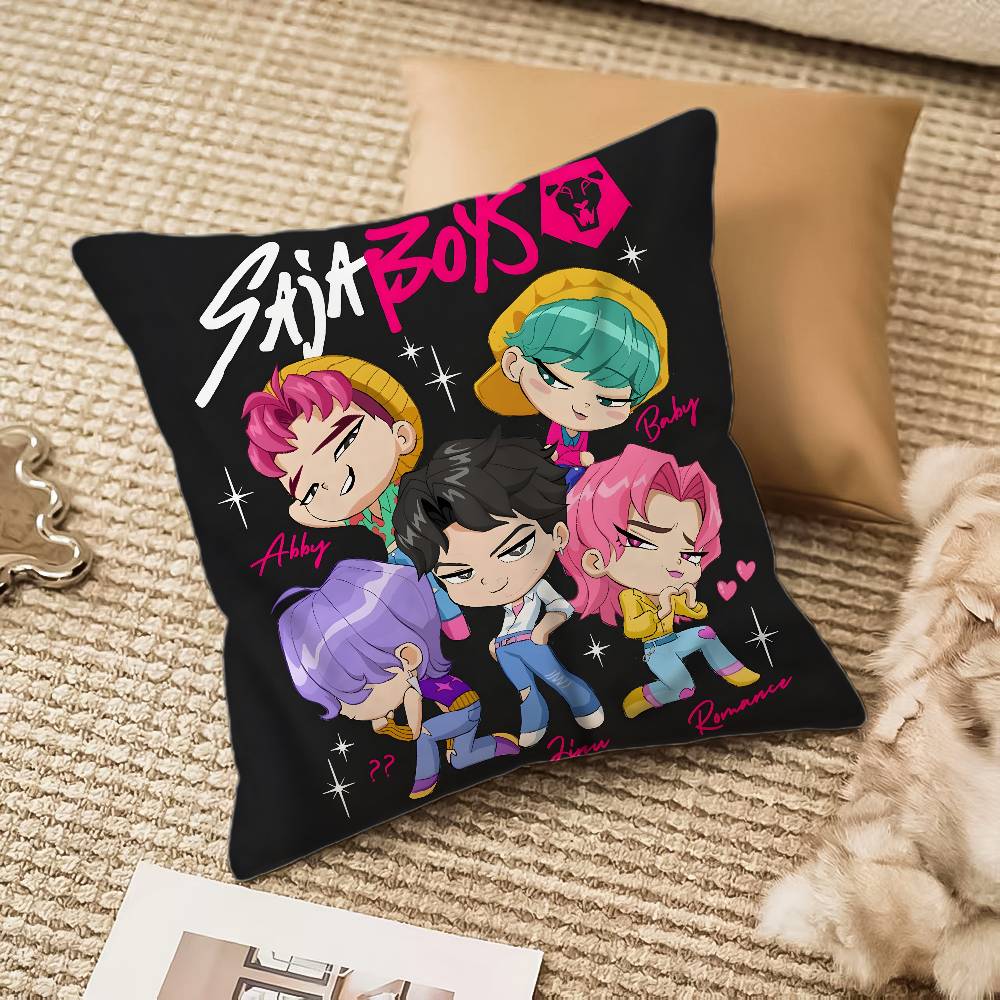 Trendy K-Kpop D-Demon-hunterS Pillow Case Silky Short Plush With Invisible Zipper Dustproof Sofa Cushion Cover