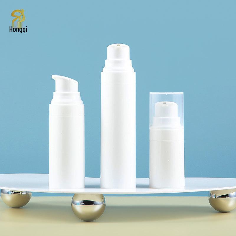 

Small Capacity Vacuum Dispensing Bottle: 15ml/30ml/50ml, PP Material, White, Flat-Mouth, Press-Button Design. 15ml; White; PP