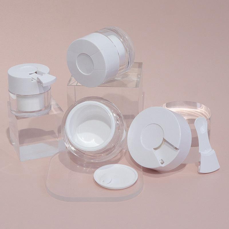 1Pcs Plastic Cream Jar With White Liner Cream /Lotion Bottle Cosmetic Container Refillable Bottles With Spoon