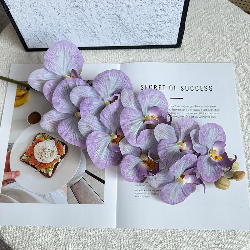 

Realistic 9-Head Phalaenopsis Orchid Arrangement for Living Room, Entrance, Wedding, or Photography Decor фиолетовый/синий
