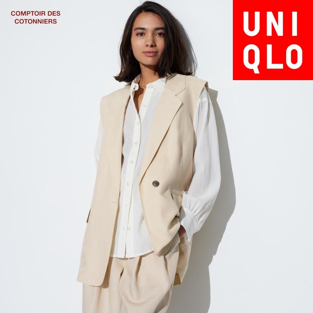 

UNIQLO JAPAN Tencel Льняная куртка без рукавов Contour Decotonnier