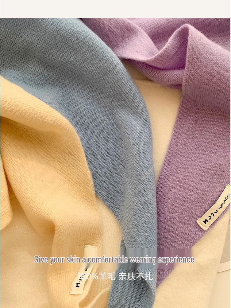 Women's Wool Knit Triangle Shawl Scarf - Versatile, Warm for Autumn & Winter