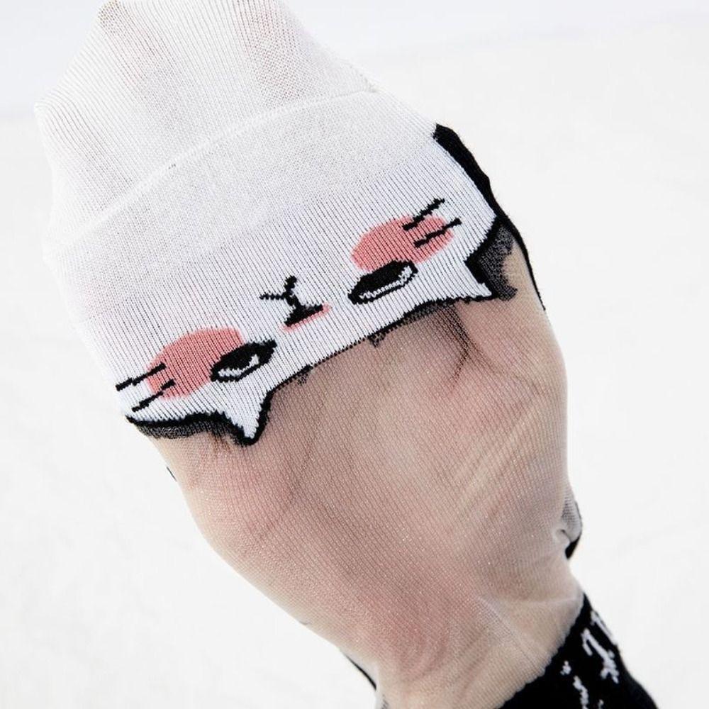 5Pairs Wear-resistant Short Socks Breathable Sport Socks Casual Black and White Cat Socks