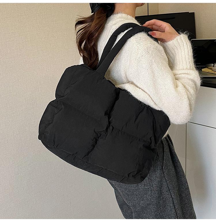 Fashionable Minimalist Puff Shoulder, Crossbody & Handheld Square Cotton-Padded Tote Bag, 2025 Niche Versatile Handbag