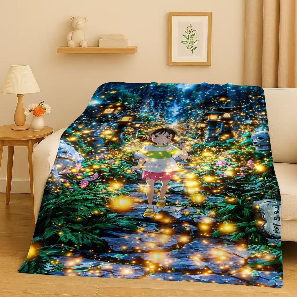 3D Retro Cartoon Spirited Away No Face Man Flannel Blanket,Ultra Soft Warm Plush Throw for Home Bedroom Bed Sofa Cover Kid Gift