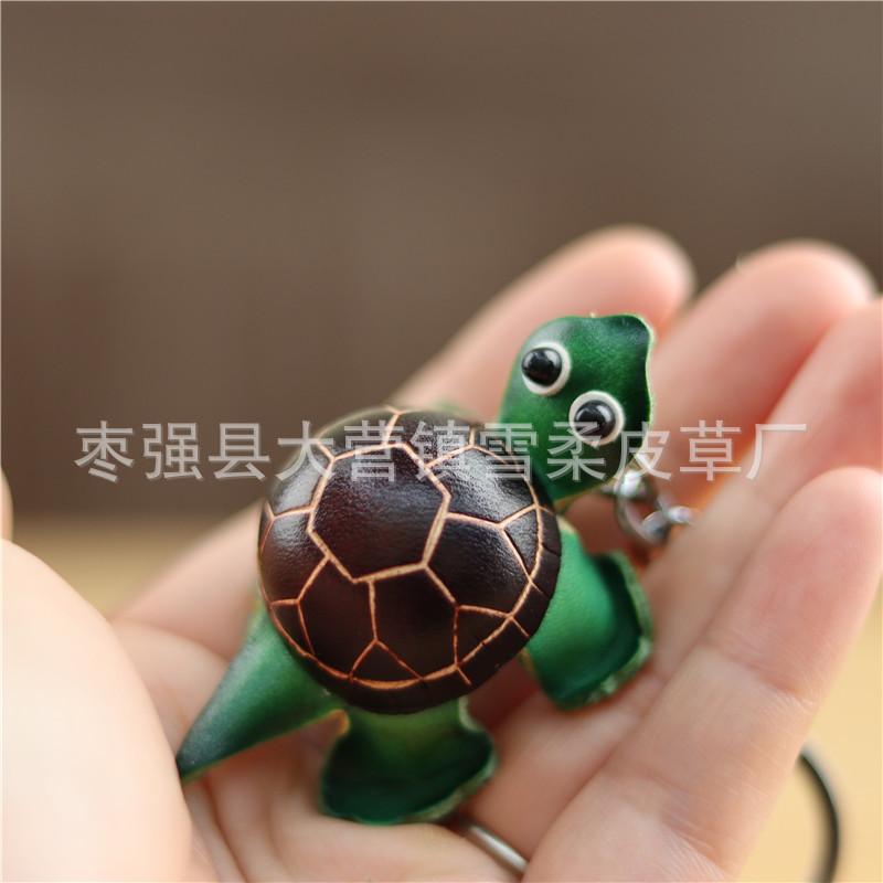 

First Layer Cowhide Mini Turtle Keychain Couple Pendant Backpack Accessories Children S Animal Toys Creative Gifts коричневый