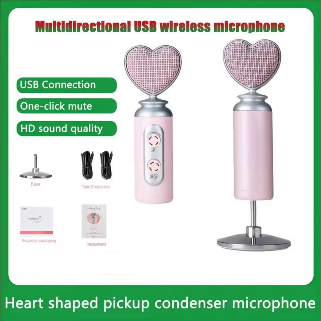 Professional USB Noise Reduction Pink Condenser Microphone For Mobile Phone PC Computer Live Streaming