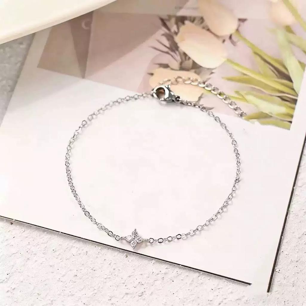 925 Sterling Silver Shiny Zircon Flower Bracelets For Women Charm Temperament Chain Bracelet Party Wedding Jewelry Holiday Gifts