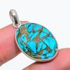 Copper Blue Turquoise 925 Solid Sterling Silver Jewelry Pendant 1.46" GK-5636