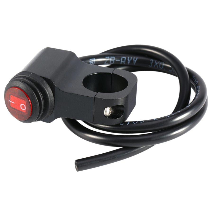 12V 16A Universal Motorcycle 7/8" 22mm Handlebar Headlight Switch Control W/ LED