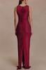 European American Women's Sleeveless Sequin Back Slit Evening Gown