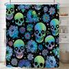 Personality Flowers and Horror Skeleton Skull Shower Curtain Polyster Fabric Home Decor Halloween Bathroom Curtain with Hooks
