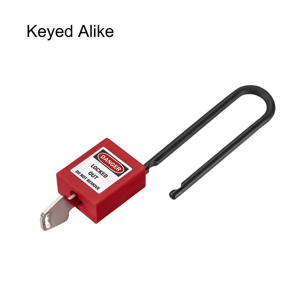 uxcell Lockout Tagout 76mm Shackle Safety Plastic Pack of 2 Lock, Key-Like Padlock, Lock, Red,