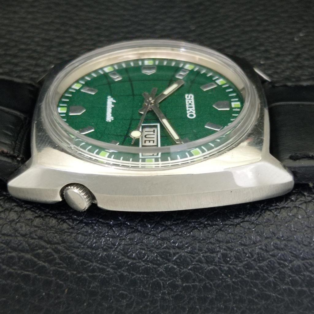 Seiko AUTOMATIC 6309A JAPAN MENS VINTAGE GREEN COLOR DIAL WATCH A701582-5 R206b-a701582