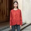 2025 Reversible Chinese Style Women's Silk Jacquard Jacket: Versatile Spring & Autumn Retro Top