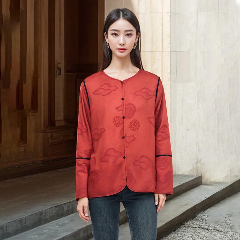 2025 Reversible Chinese Style Women's Silk Jacquard Jacket: Versatile Spring & Autumn Retro Top
