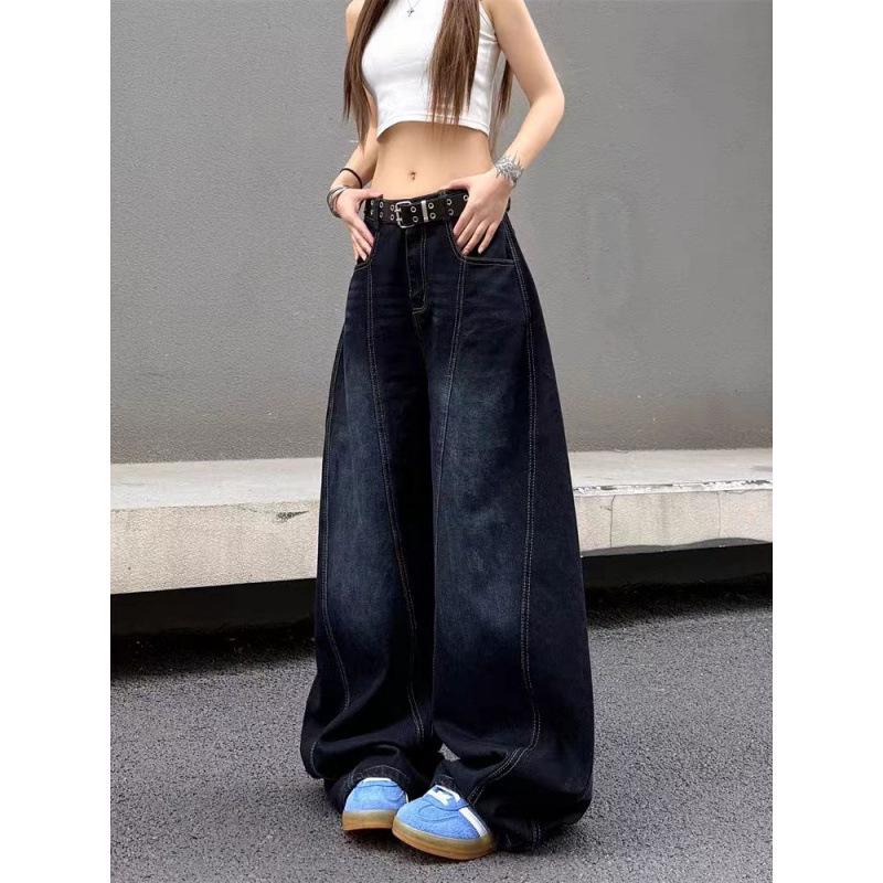 Damen Jeans mit hoher Taille, Retro-Stickerei, weites Bein - Herbst 2025 Kollektion