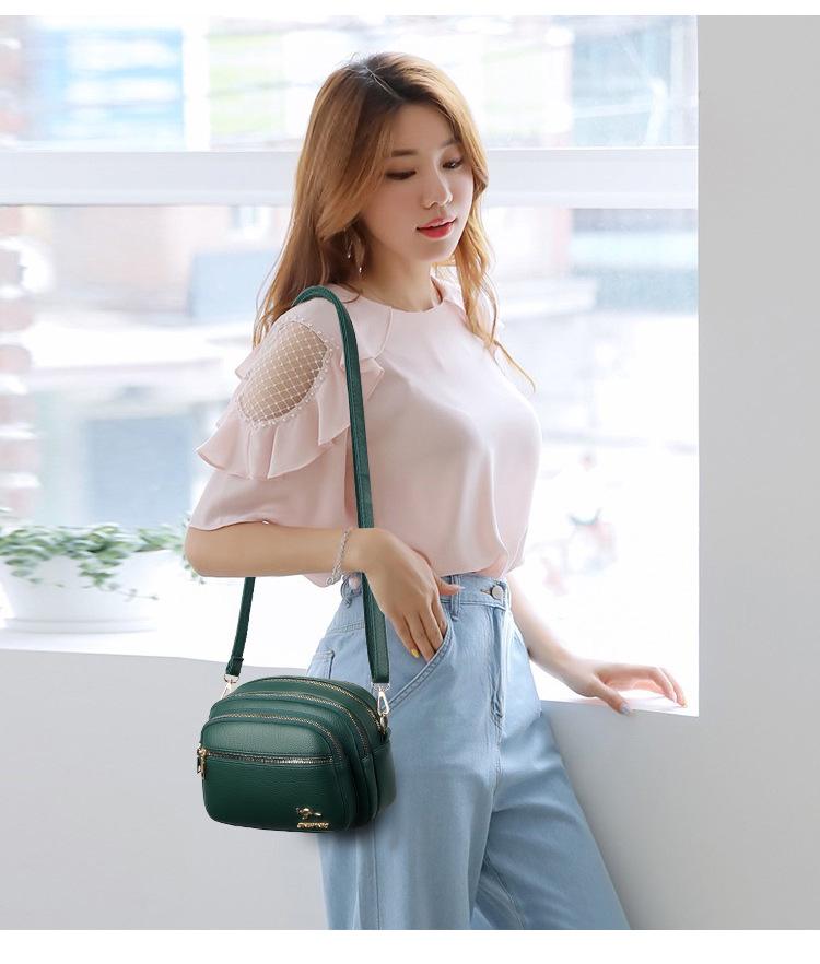 2022 Women's Versatile Multi-Layer Soft Leather Shoulder & Crossbody Bag - Large Capacity Mommy Bag