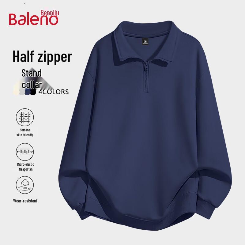 Baleno Men s Stand-Collar Half-Zip Loose Sweatshirt M