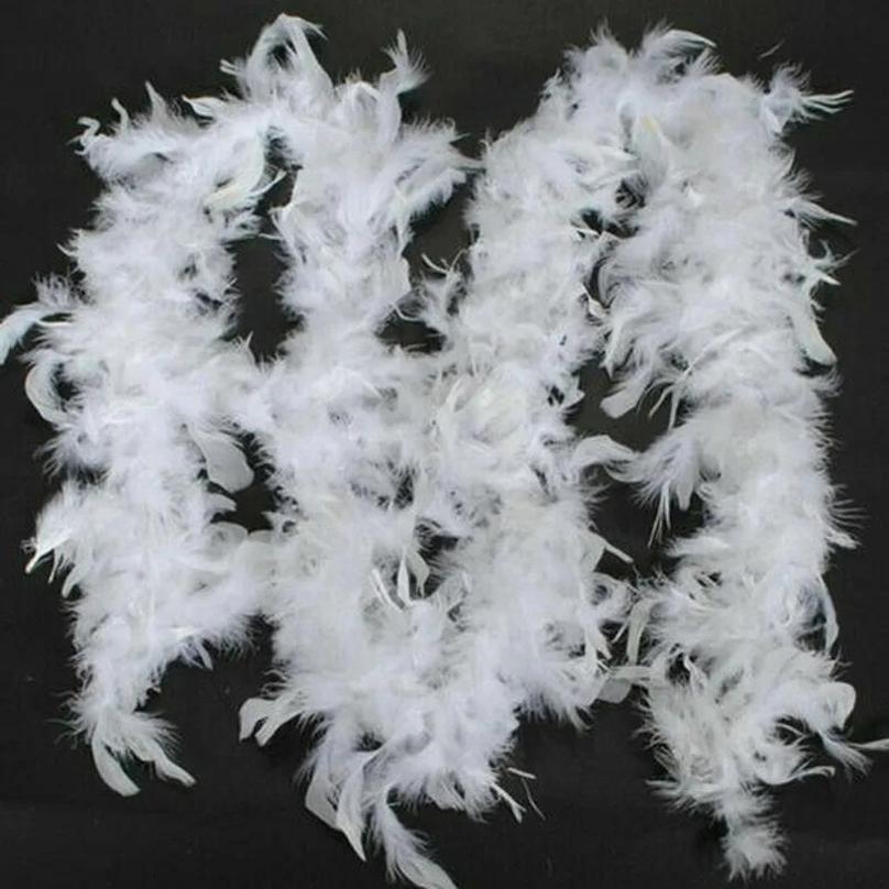 2m Natürliche Federboa Streifen Weihnachtsband Party Girlande Deko Weihnachtsbaum Weiß DIY Basteln Hochzeitsbedarf Kleidungszubehör