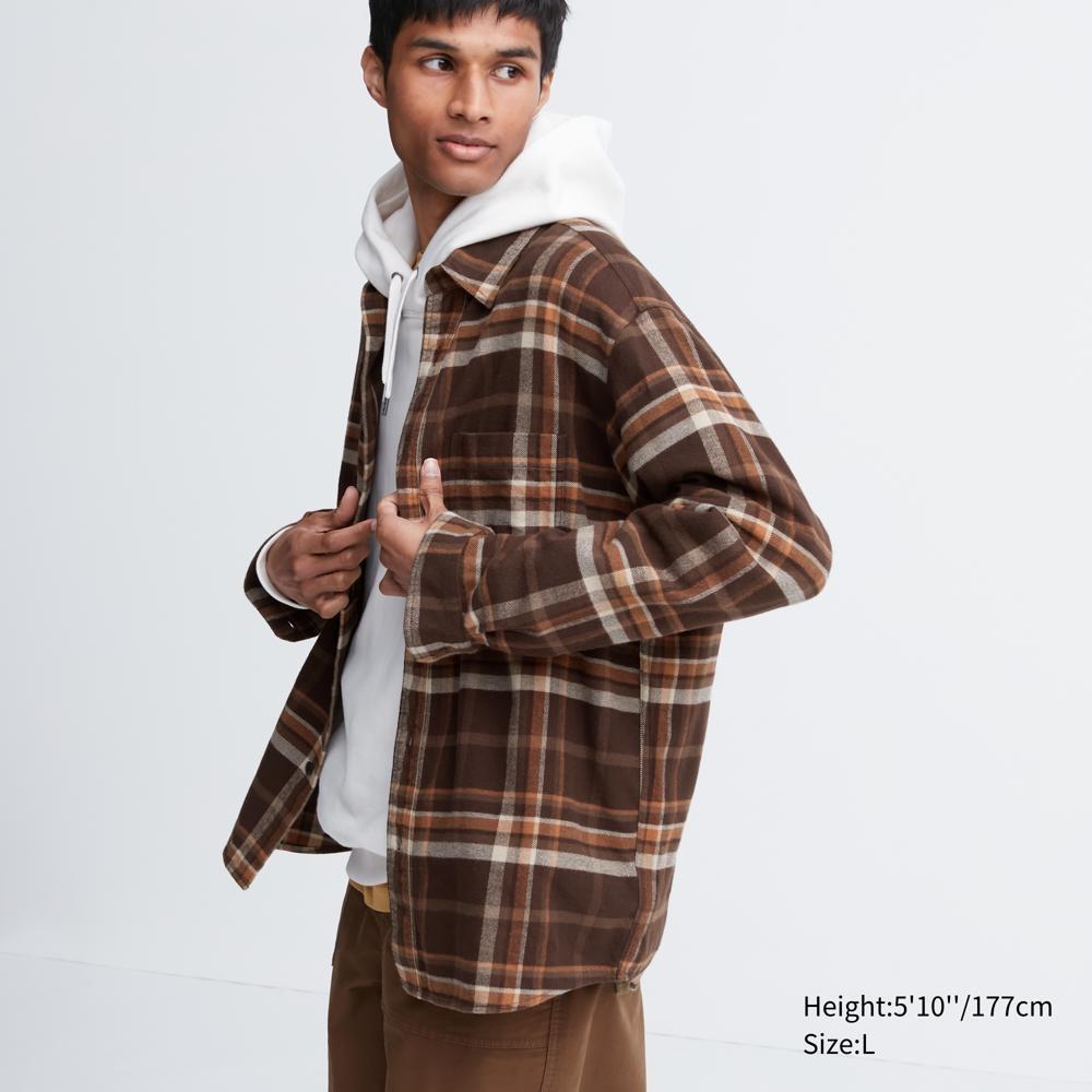 

Фланелевая рубашка в клетку UNIQLO (Обычный цвет с длинным рукавом) J