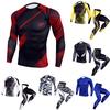 Men's Elastic Fitness Long Sleeve Fast Drying Tops Long  Pants Sports Tight Suit