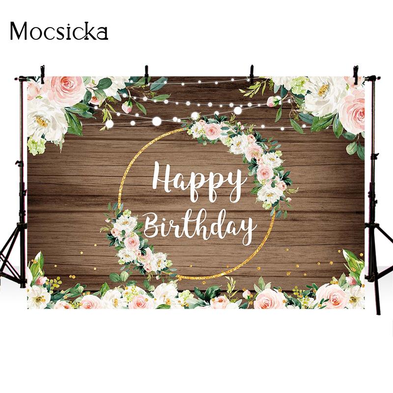 Mocsicka Oh Baby Photography Background Flowers Wood Board Lighting Decoration Style Shower Photo Backdrop Props Studio