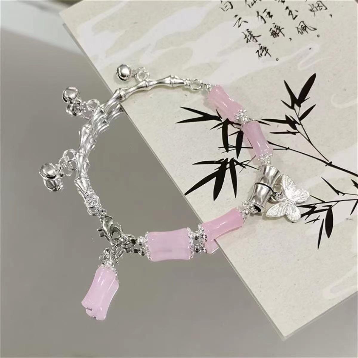 Bamboo bracelet niche design step by step bell ink wind butterfly bracelet