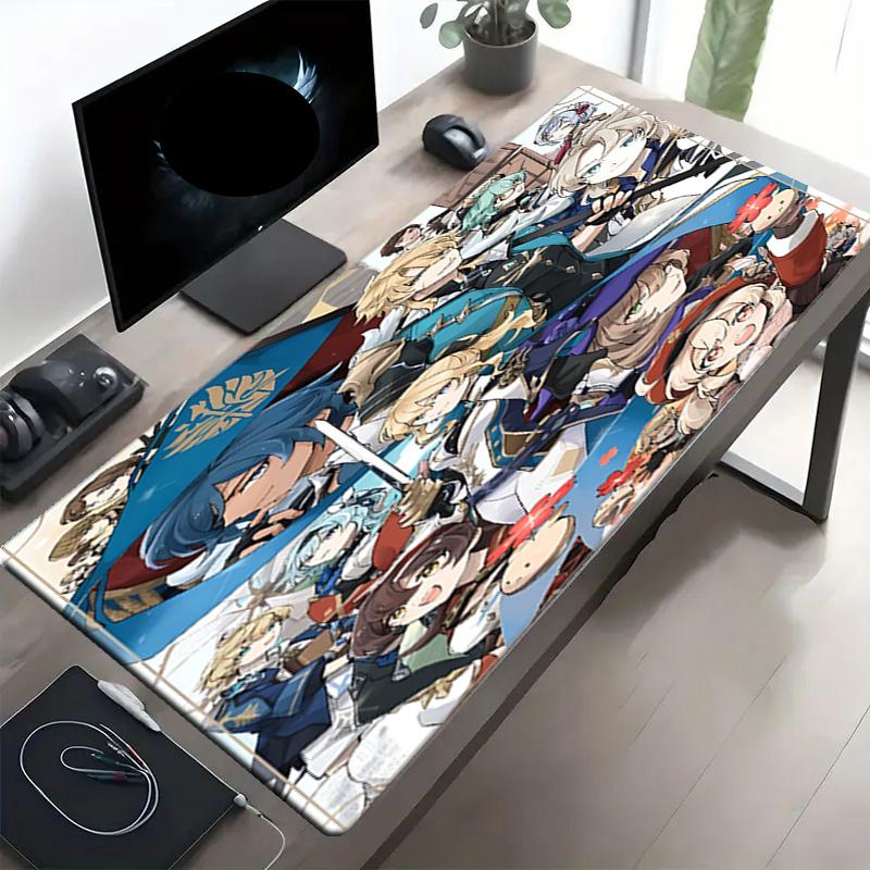 Genshin Impact Druck Mauspads, Anti-Rutsch Desktop Tastaturmatte, für PC Laptop Gaming Arbeiten Tägliche Nutzung, Cooles Festival Überraschungsgeschenk