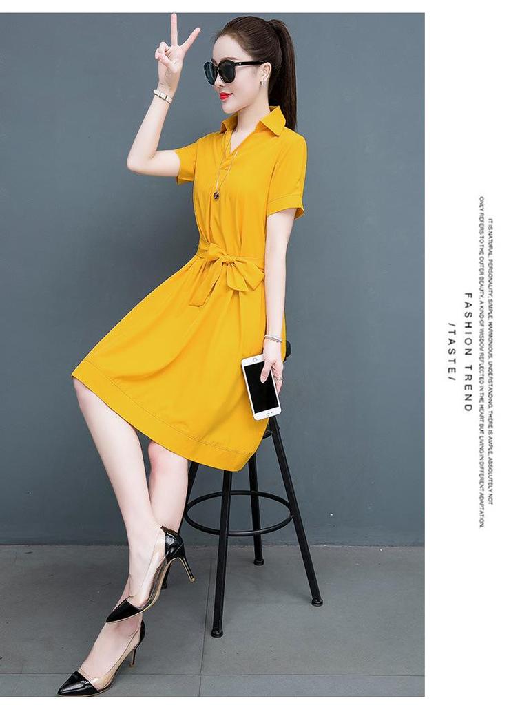 2024 Women's Summer Slimming Dress - Stylish, Belly-Concealing with Skirt Collar