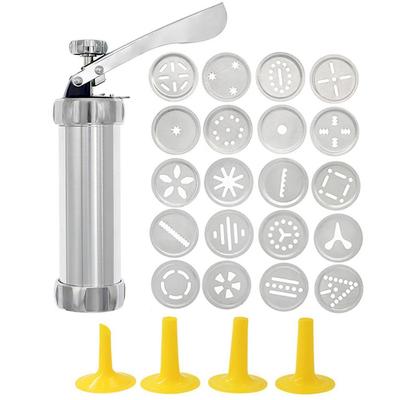 Cookie Press Stainless Steel Biscuit Maker Set Cookie Press with 20 Discs and 4 Icing Tips for DIY Biscuit Making and