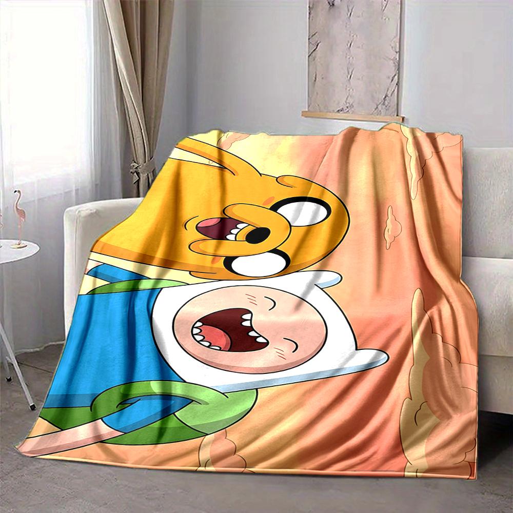 1Pc Adventure Time Friendship Flannel Blanket, Soft And Comfortable, Casual Warm, Camping Travel, Christmas, Halloween Xmas Gift S1111