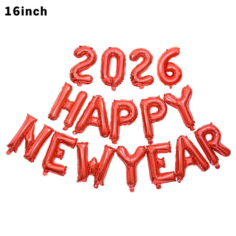 16Inch 2026 Happy New Year Foil Balloons Christmas New Year Party Decoration Festival Party Supplies Photo Props Home Decor