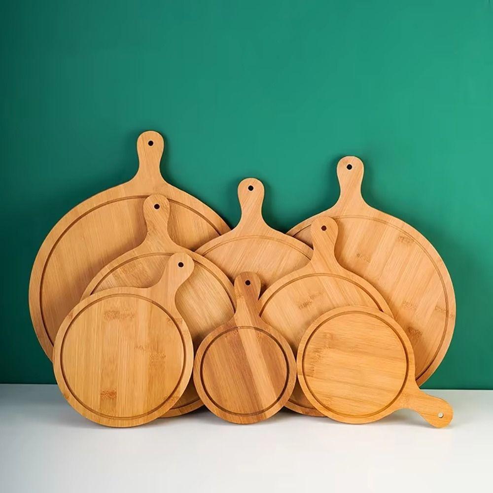 1Pcs Stone Cutting Bamboo Pizza Tray Platter Baking Tray New Wooden Pizza Board  Kitchen Tool