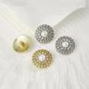Luxury Hollow Out Pearl Rhinestone Metal Buttons 2Pcs for DIY Sewing Suit Dress Bag Decor Accessory