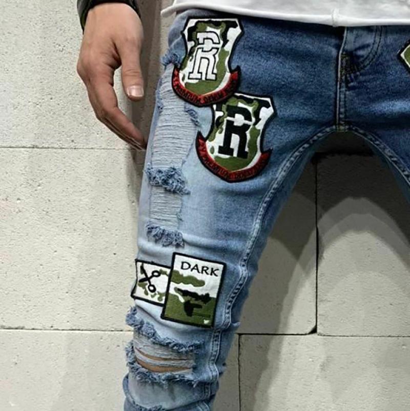 Buy Men's Embroidered Jeans Rag Jeans Totem Jeans Slim Jeans Ripped Jeans  at affordable prices — free shipping, real reviews with photos — Joom
