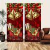 2pcs Festive Christmas Curtain Retro Style with Colorful Light Snowflakes & Santa Claus Designs Machine Washable for Living Room
