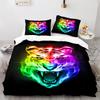 Purple Fire Tiger Duvet Cover Set 3D Print Wild Animals Queen King Size Bedding Set For Kid Boy Teen Comforter Cover With Zipper