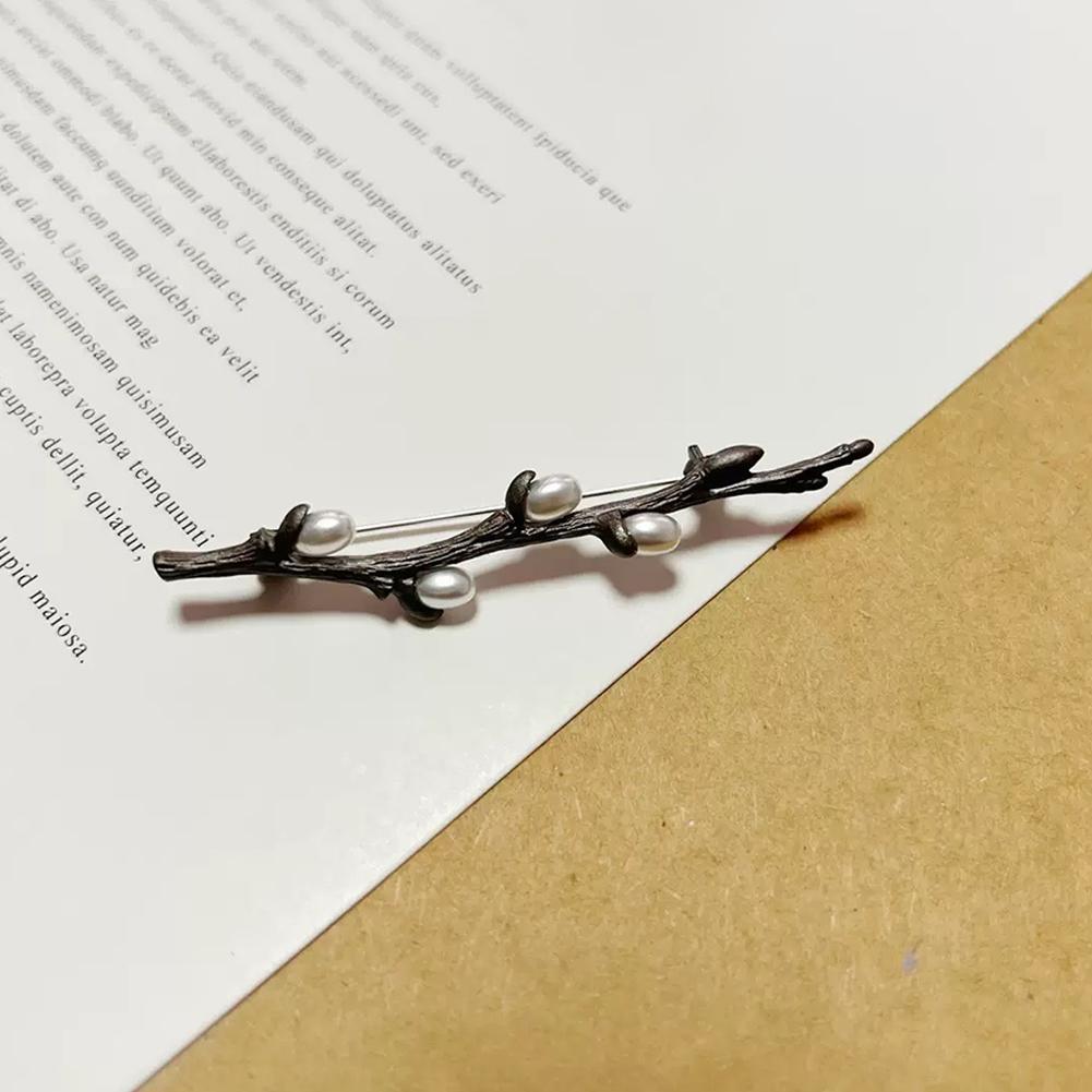 Pearl Willow Tree Branch Brooches For Women Unisex Beauty Charming Plants Flowers Party Casual Brooch Pins Gifts