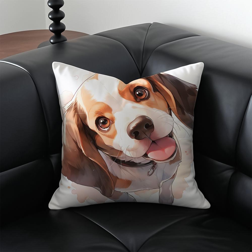 Cute Beagle Dodong Pet Cushion Cover Pillow Case Antidustmite Invisible zipper silky plush cushion